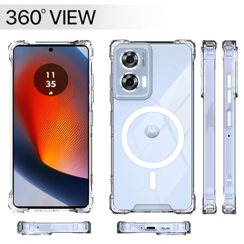Image of Pikkme Back Cover for Motorola Moto Edge 50 Fusion 5G / Motorola Moto G96 5G | Shockproof PC + TPU Magnetic Support Protective Bumper Case (Transparent Mag-Safe)