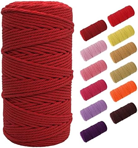 SUNTQ Macrame Cord 4-Strand Twisted Soft Unstained Cotton Rope for Handmade Plant Hanger, Wall Hanging Craft Making, Crafts, Knitting,Decorative Projects Original Color Cotton String Beige