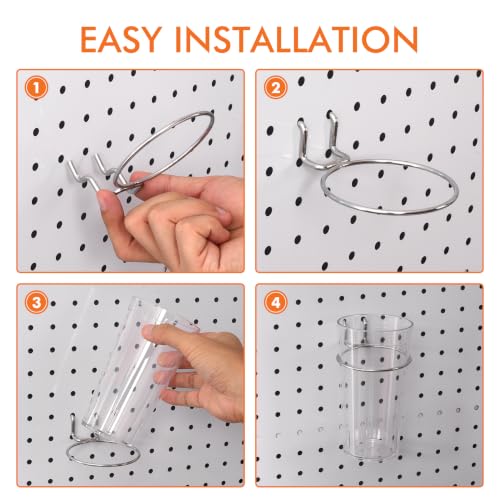 Image of Pegboard Cups With Loops, 9 Pack Clear Peg Board Pencil Holder Organizer