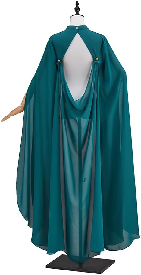 Women's Green Chiffon Cape Gothic Tulle Cloak Wedding Bridal Shawls Long Cape Halloween Party Capelets - Image 6