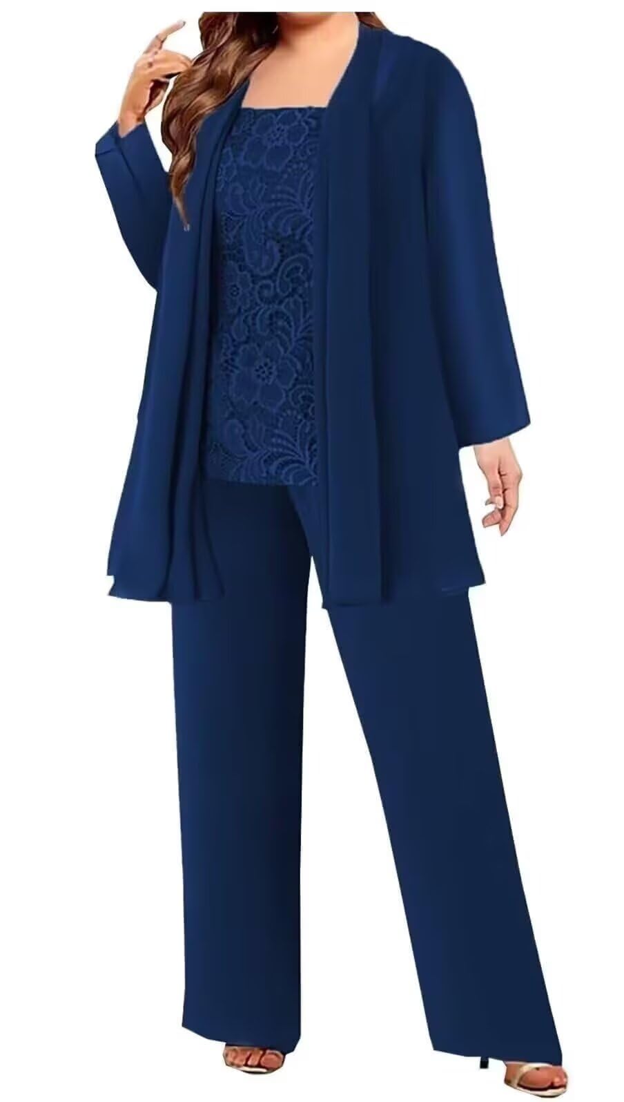 3 Pieces Mother of The Bride Pant Suits for Wedding Plus Size Formal Outfit Pantsuits