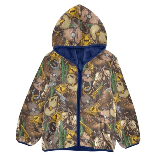 Cowboy Rode Girls Fleece Jacket Girls Fall Jacket Girls Zip Up Hoodie Girls Sherpa Jacket 2-10T