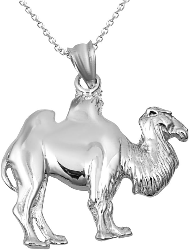 Claddagh Gold .925 Sterling Silver 1-1/10" Arabian Desert Charm Dromedary Camel Travel Pendant Necklace - Choose Pendant Only or Necklace Chain Length