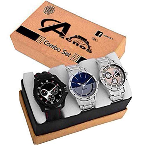 Acnos Premium Most Stylist Latest Attractive Assorted Combo Analog Three Watches for Men Pack of - 3, Multi-Colour - Image 2