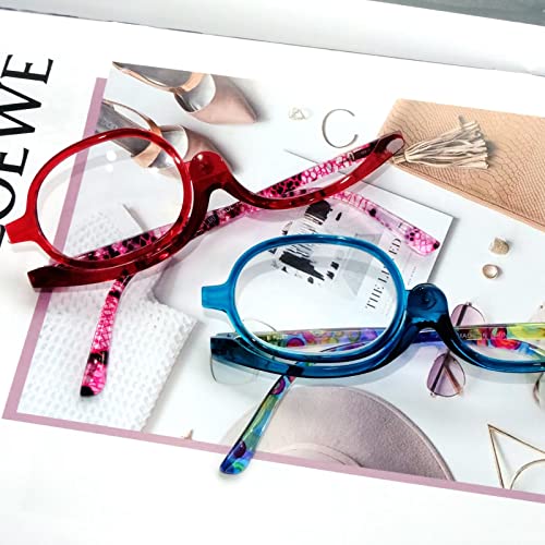 Sehnsucht 2 Pairs Eye Make Up Reading Glasses Womens Magnifying Cosmetic Readers Rotating Makeup Glasses For Women Blue Purple Tortoise 3660 3.00 #TOP5