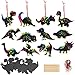 LOPOTIN 48PCS Carta da grattare con Dinosauro Artigianato Fai da Te Giocattolo da Pittura Multicolore con 12 Pezzi di Penna in Legno Corda in Raso per Bambini, Regalo per Bambini per Feste Compleanno