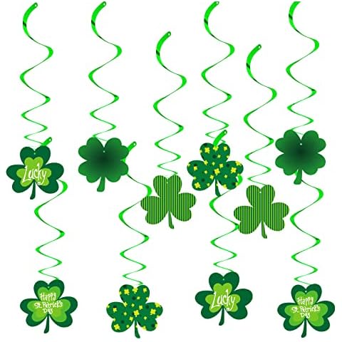 St-Saint Patricks-Day Decorations Shamrock Green-Swirl - 10pcs St. Patrick's Day Decorations Hanging Decoration Streamers,Baby Birthday Irish Party Lucky Decor Supplies Panduola Cover