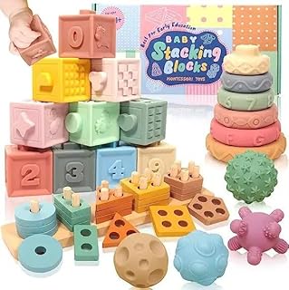 ARKH16 4 in 1 Baby Sensory Toys | Montessori Toys for Babies 6-12 Months | Baby Sensory Toys 6-12 Months | Baby Blocks 6 to 12 Months | Stacking Montessori Toys | Montessori Toys for 6-24 Months.