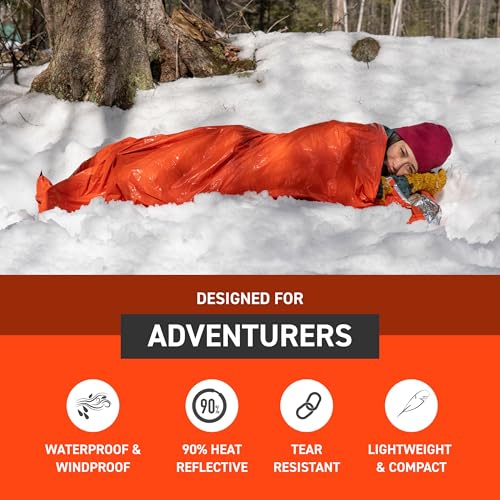 S.O.L. Survive Outdoors Longer 90% Emergencia Bivvy - Con Silbato de Supervivencia y Cordón Paracord para Encendedor - Impermeable, Cortaviento y Resistente a Desgarros miniatura 2