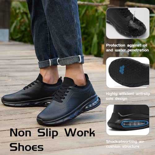 Image of Non Slip Work Shoes for Men Women, Slip Resistant Sneakers Casual Comfort Walking Chef Kitchen, Slip-on Waterproof Food Service Shoes