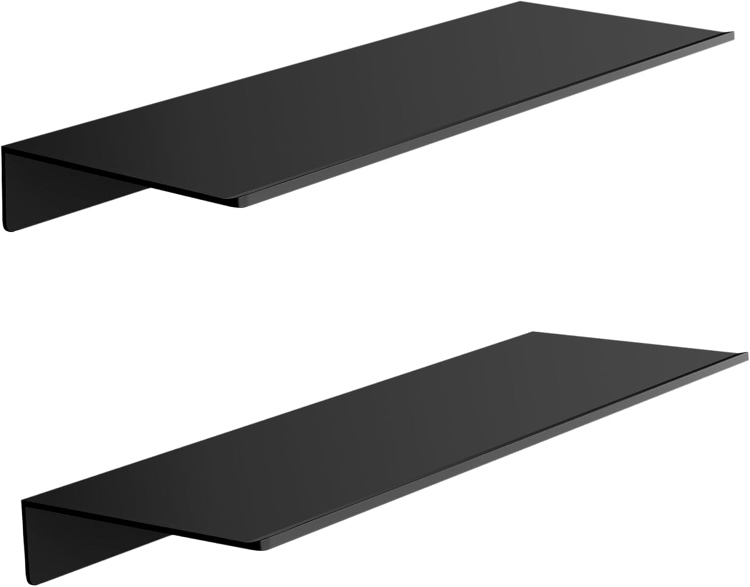 HNVNER Metal Wall Shelves Set of 2, Black Floating Shelf Wall Mounted