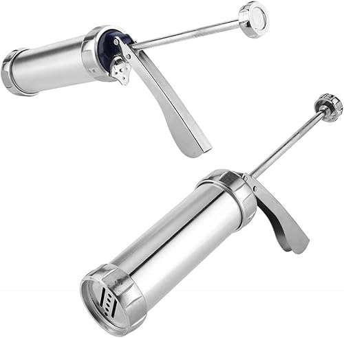 Miniatura 8 de Qiilu Aleación de aluminio plateado + ABS galletas Kit de prensa de galletas Máquina de prensa para galletas con 20 galletas 4 boquillas