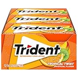 Trident Tropical Twist Sugar Free Gum, 12 Packs of 14 Pieces (168 Total Pieces)