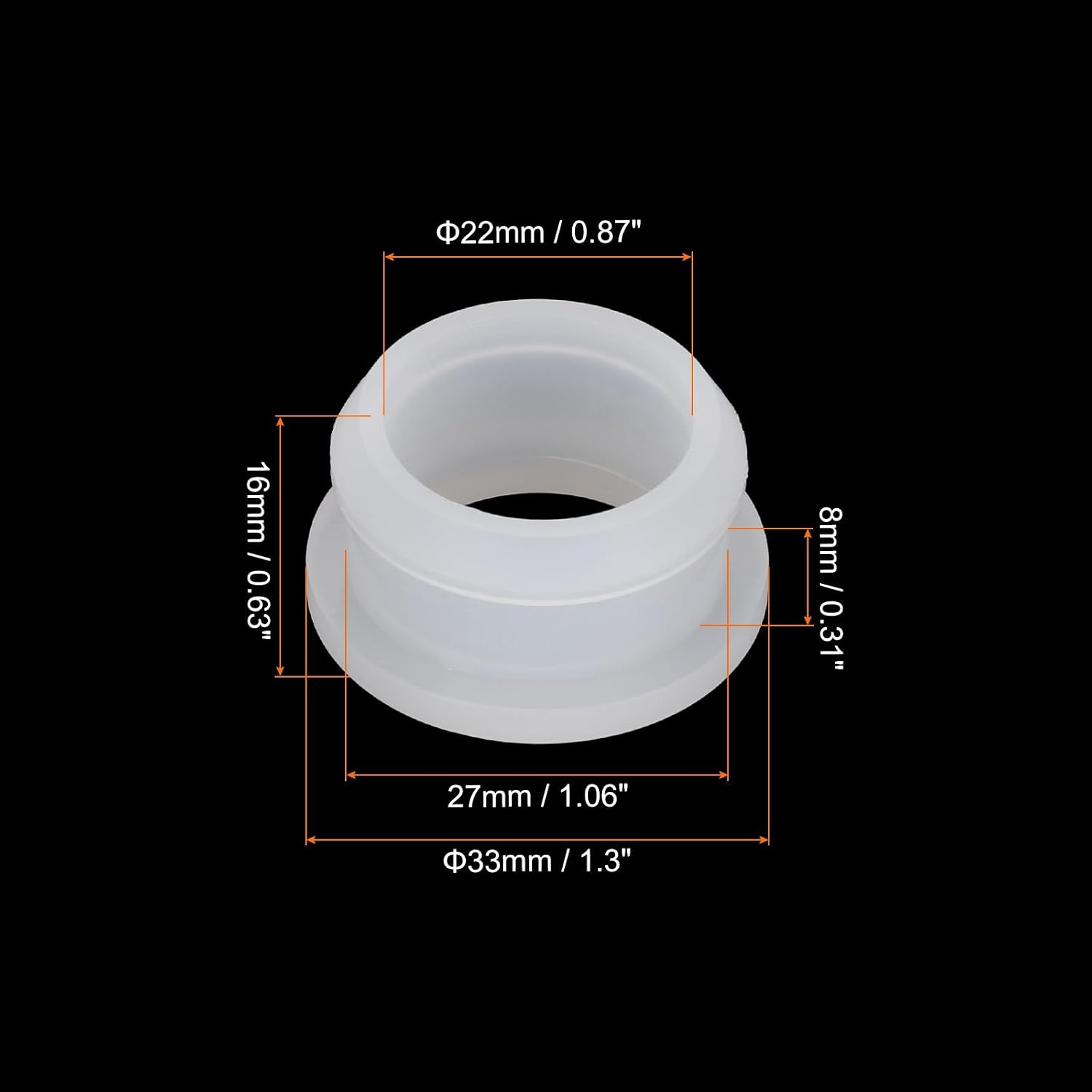MECCANIXITY 4Pcs Snap Rubber Grommet Hole Plug Mount Dia 27mm ID 22mm H 16mm Seal Anti-Scratch for Electrical Box Cable Pipe Transparent