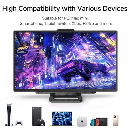 Image of Large Portable Monitor 24 inch - 1080P FHD 100Hz Travel Monitor, 125% sRGB IPS Laptop Screen Extender, VESA Compatible, Height Adjustable Detachable Stand with USB-C HDMI for Work Gaming Office Home