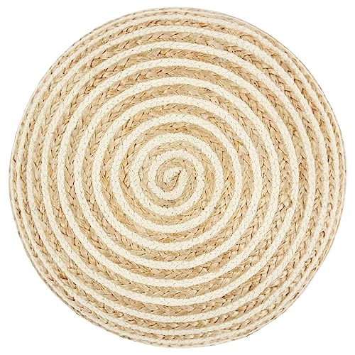 Pouf en jute tressé main 45x30 cm pour salon bohème - 3