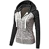 Newbestyle Hoodies for Women Color Block Hooded Sweatshirt Basic Zip-Up Jersey Jacket Long Sleeve Top with Pockets Plus Size Dark Grey XS #1