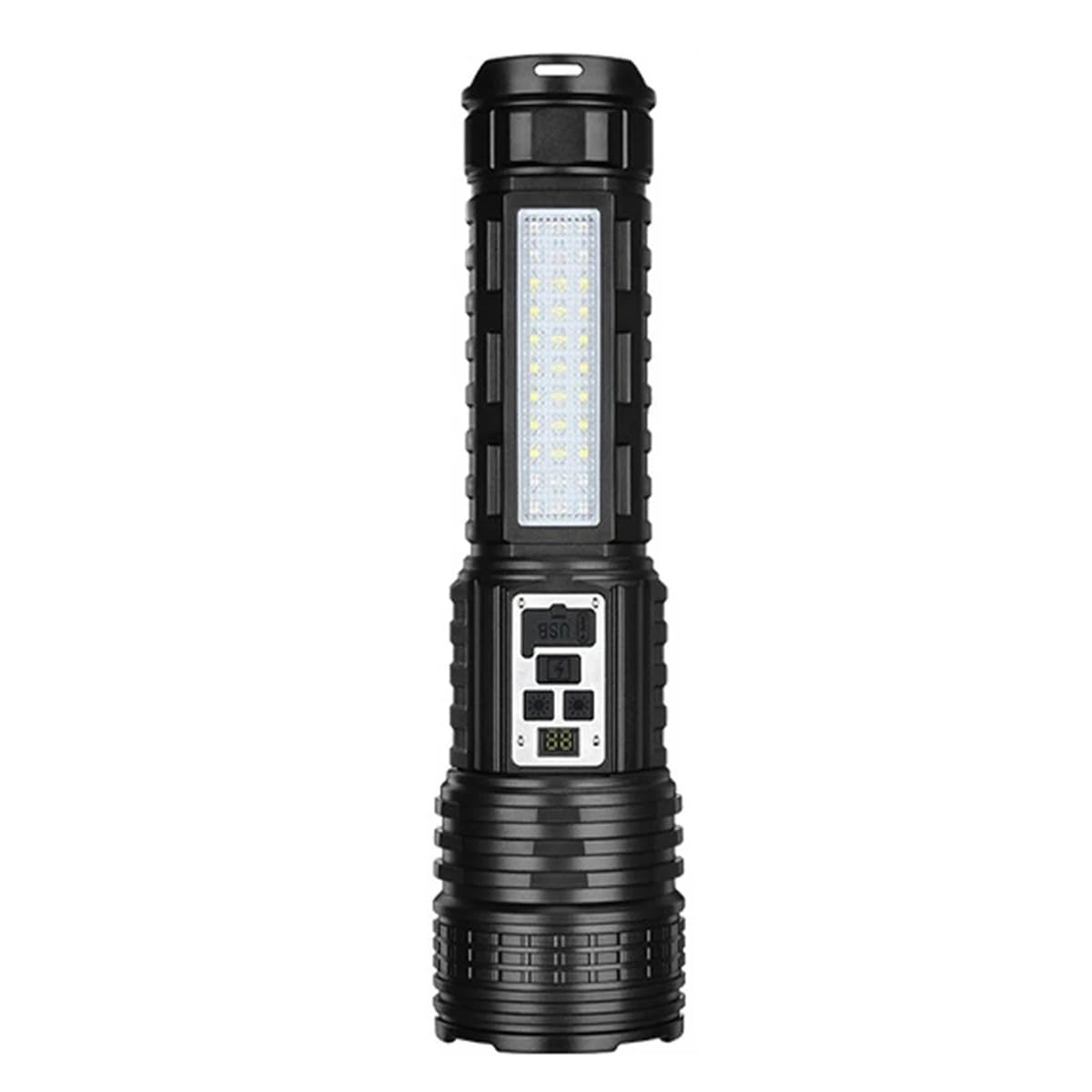 XAUCY Super duża latarka, ładowalna lampa błyskowa LED, latarka dalekiego zasięgu, z cyfrowym wyświetlaczem zasilania