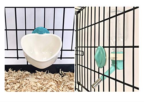 image for Choco Nose Rabbit No Drip Water Bottle & Food Bowl Set. H528 Wire Cage