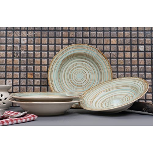 Image of Mi&Mo Ceramic Pasta Plate Set, (8) inch - Large Size Pasta Plate for Snacks, appetizers etc. Handmade Stoneware Pasta Plate by Artists - Galaxy (4)