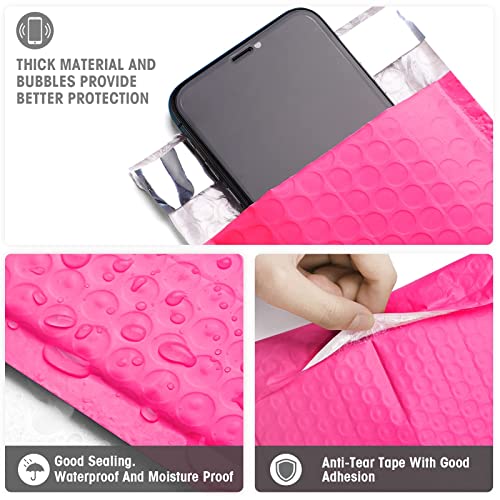 Image of Metronic Hot Pink Bubble Mailers 4x8 Inch 50 Pack Small Padded Envelopes