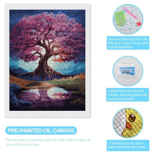 Kit d'art diamant de broderie diamant arbre coloré pour décoration murale DIY