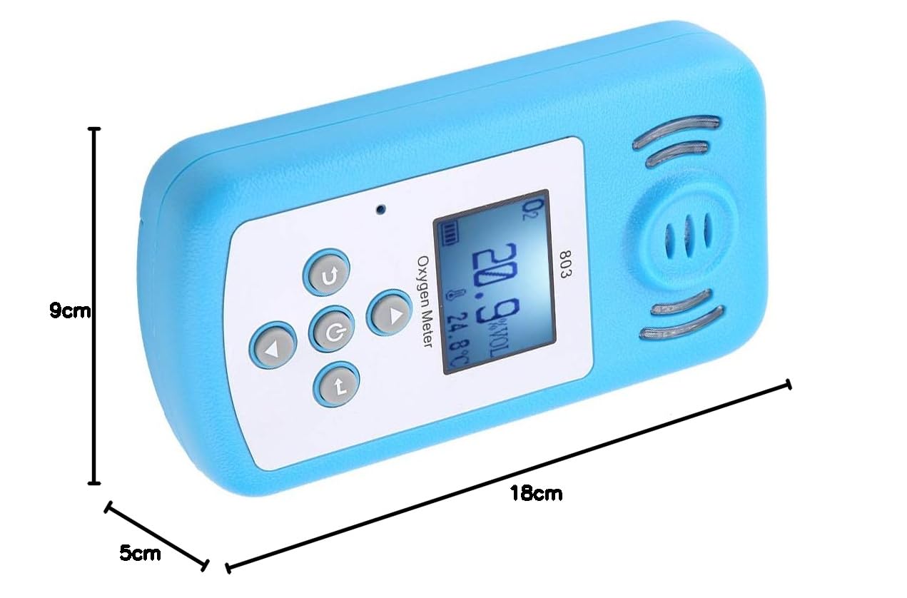 803 Detector de Fugas de Gas Oxígeno Azul Aspecto Novedoso Luz de Sonido Portátil Alarma Vibratoria para Prevención de Hipoxia Metalurgia Mina Planta Química