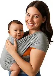 Canguru Sling Wrap para Bebê Tecido DryFit Confortável para Carregar Bebês (Cinza)