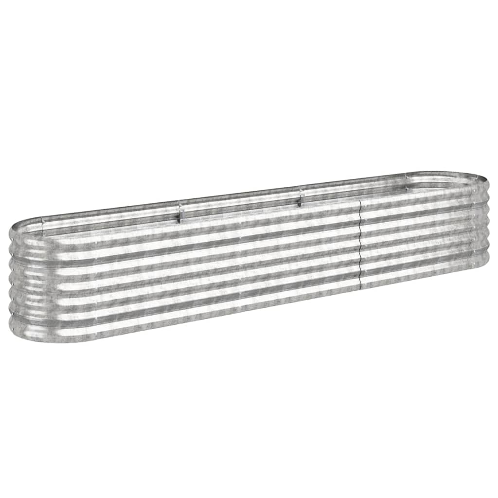 Vidaxl Silver Garden Raised Bed Flower Stand Pot Plant Tray Balcony Flower Box Plant Pot Stand Patio Planter Box Galvanised Steel 224X40x36 Cm