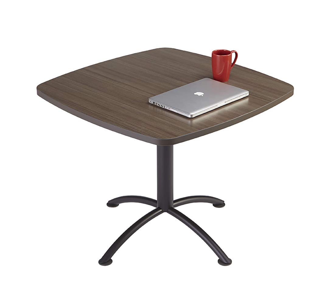 Iceberg 69727 iLand Table, Edgeband, 36" Square x 29" H, Natural Teak/Silver Base