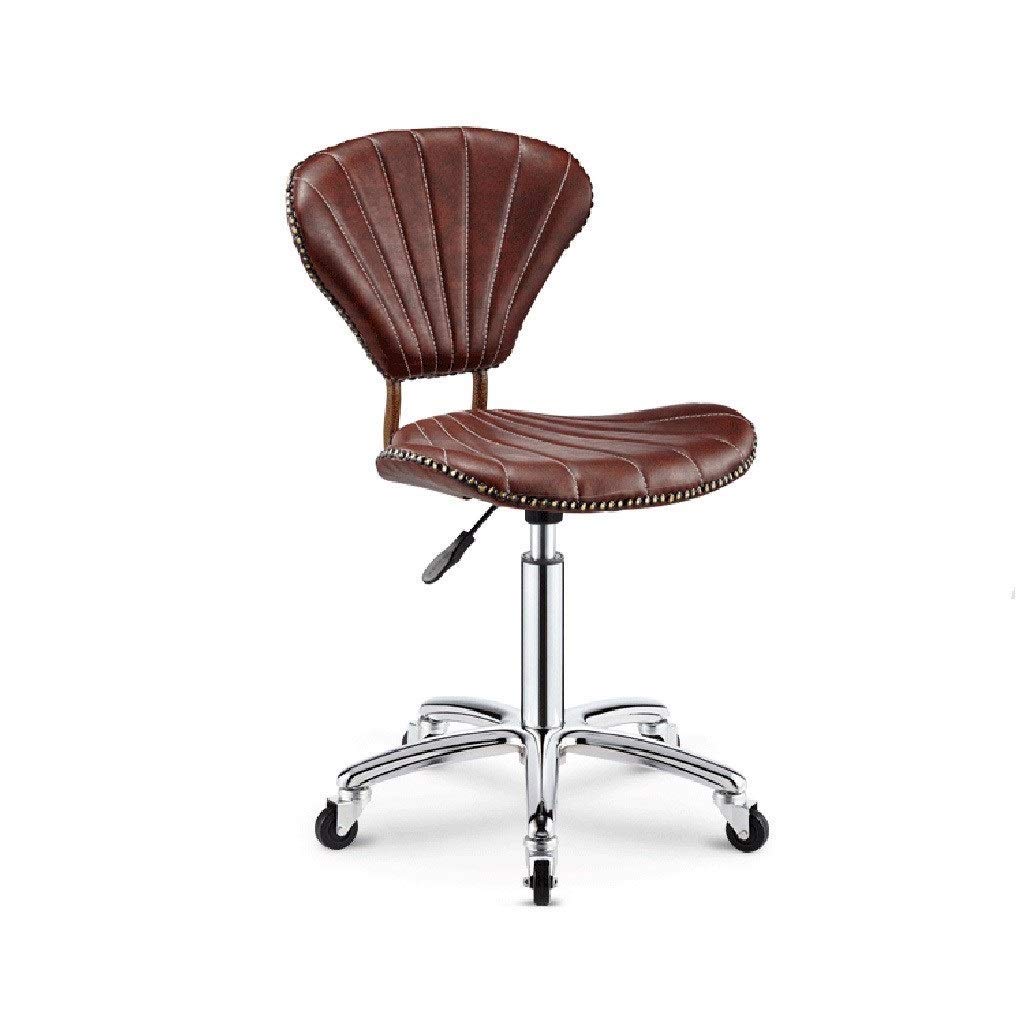 Chaise d'ordinateur de bureau marron avec coussins et roues pour travail et dessin