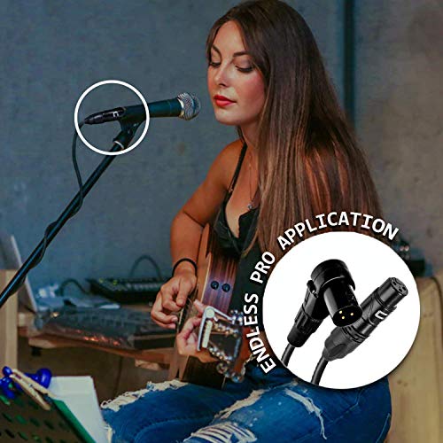 Balanced Xlr Cable Right Angle Male To Straight Female - 0.5 Feet (6 Inches) Black - Pro 3-Pin Microphone Connector For Powered Speakers, Audio Interface Or Mixer For Live Performance & Recording #TOP6