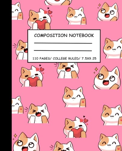 Composition Notebook | Aesthetic College Ruled Journal | 110 Pages, 7.5x9.25 in | Pink Cute Notebook for School, Work & Writing | Perfect Back-to-School Supplies for Students & Teens
