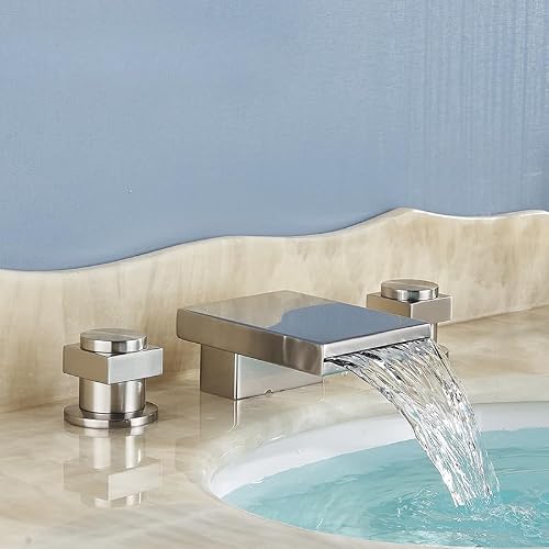 VDOQTLJT Basin Sink Faucet Dual HandleBathroom Washbasin Water Deck Mounted Mixer Tap Hot Cold Crane Bathroom(Nickel E)