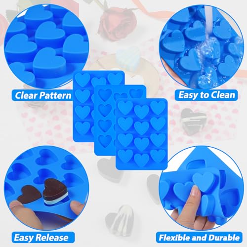 Moule à chocolat en forme de cœur Webake durable en silicone bleu - 5