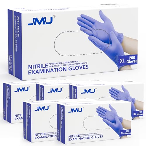 Image of JMU Nitrile Gloves X-Large Case of 1200, Gloves Disposable Latex Free Bulk | 3.5 Mil Powder-Free Medical Exam Gloves, Violet Blue