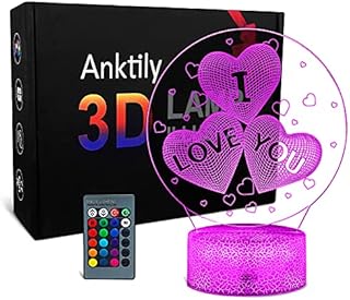 3D Night Light for Kids Girls Lovers, I Love You Optical Illusion Lamp,Heart Bedside Table Lamp, Romantic Gifts for Valentine's Day,Birthday,Anniversary or Holiday