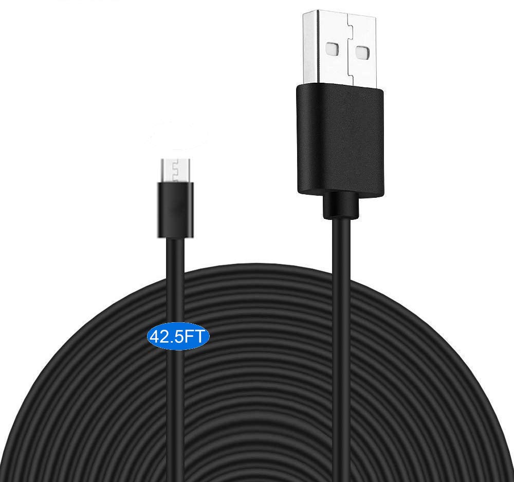 MOYEEL 42.5Ft(13M) Power Extension Cable for Wyze Cam/Wyze Cam Pan, Blink XT Cam, Yi Camera, NestCam Indoor and Quick Charge Power for Home Security Camera (Black)