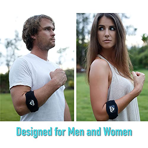 Tennis Elbow Brace (2+2 Pack) For Tendonitis - Best Tennis & Golfer's Elbow Strap Band With Compression Pad - Relieves Forearm Pain - Includes Two Elbow Support Braces, Two Extra Straps & E-Guide #TOP5