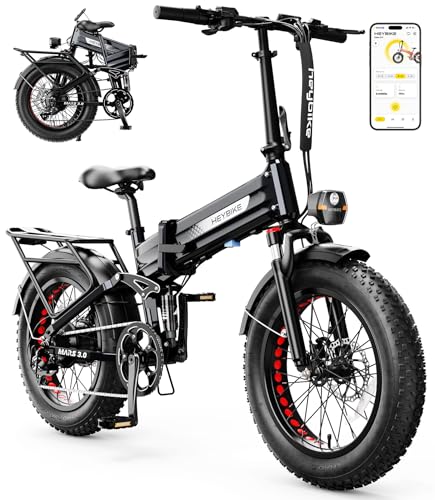 Heybike Mars 3.0 Foldable Electric Bike, UL2849 Certified, 70+Miles Long Range, 624WH Removable Battery E Bike,1400W Peak Motor 32MPH Top Speed, 20"*4 Fat Tire Ebike with NFC Unlock, Full Suspension