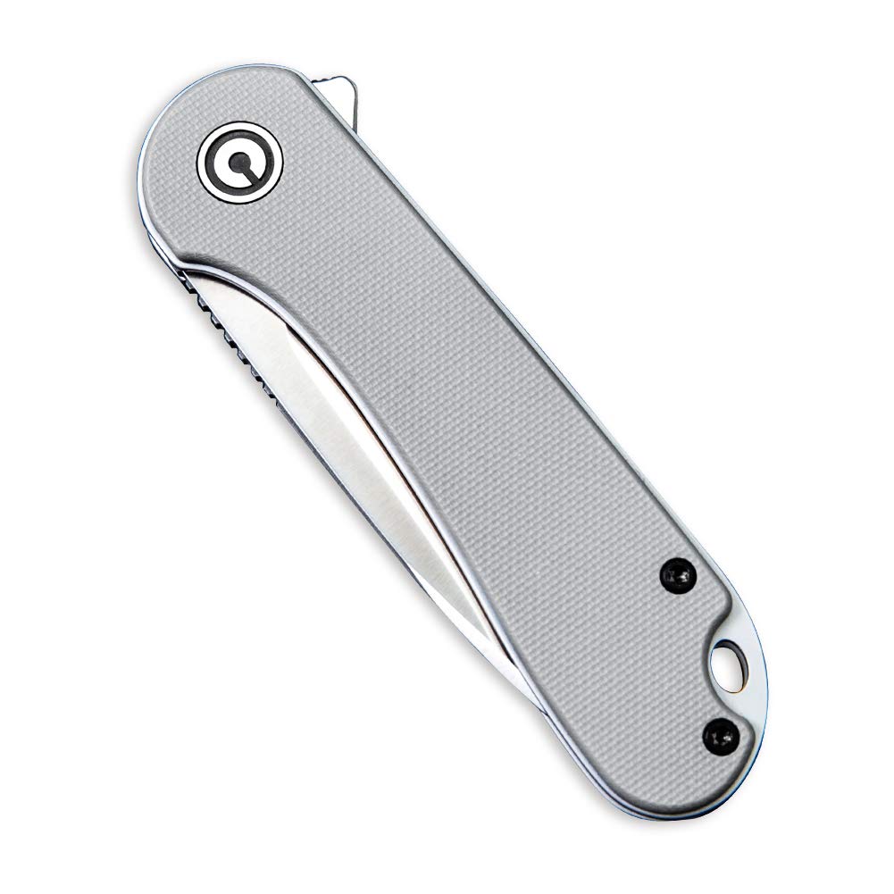 CIVIVI Knives Elementum Folding Pocket Knife 2.96" D2 Satin Blade,G-10 Handles for EDC C907B (Gray)