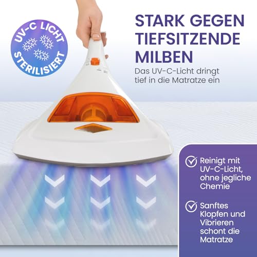 Handstaubsauger mit Kabel Eloneo Milbensauger für Matratzen mit UV-C Licht
