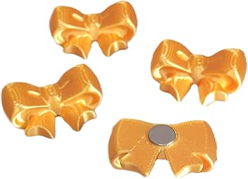 Znet3D Bow Magnets Strong and Cute Refrigerator Magnets 1.5 x 1.25 Inches Perfect for Home, Office, or Classroom Adorable and Functional Decor 4 Pack (Gold)