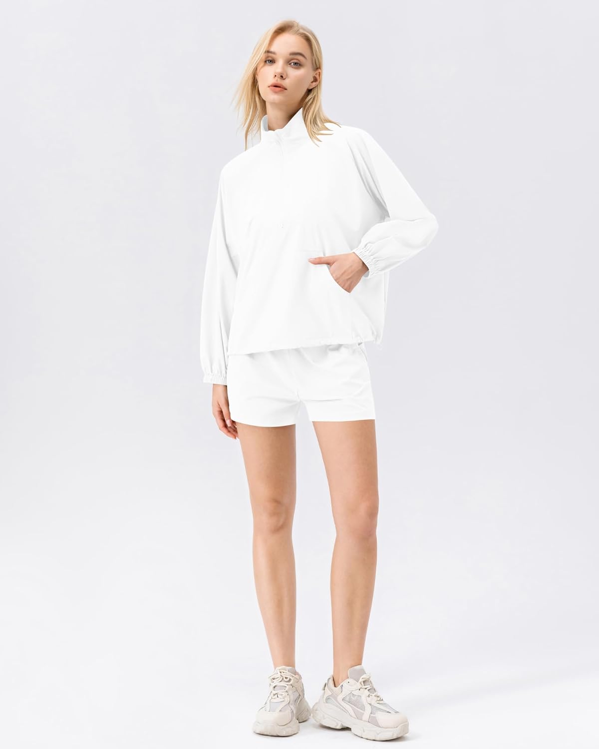 Locachy Women's Lightweight Half Zip Athletic Jacket Stand Collar Sun Protection Workout Pullover Top - Image 6