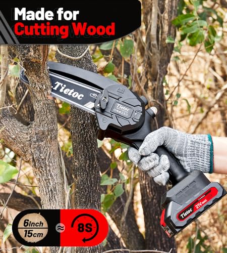 Image of Tietoc Mini Chainsaw 6 Inch Cordless, Portable Electric Chain Saw Small Handheld Battery Powered Super Saws, Gifts for Men Women, Birthday Gift for Dad Fathers Husband Him Her Mom Mothers Grandparent