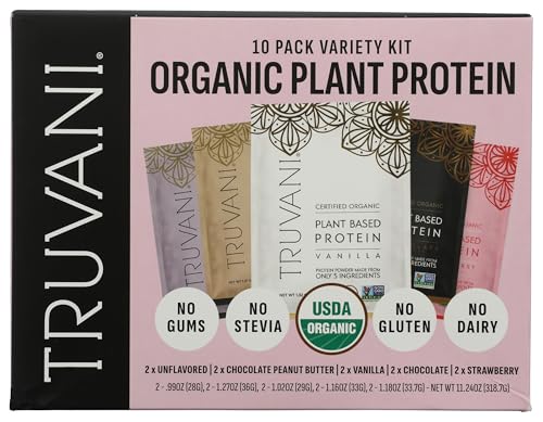 Truvani Vegan Pea Protein Powder | Variety Pack | 20g Organic Plant Based Protein | Single Serving Travel Packets | 10 Servings | Keto | Gluten & Dairy Free | Low Carb | No Added Sugar