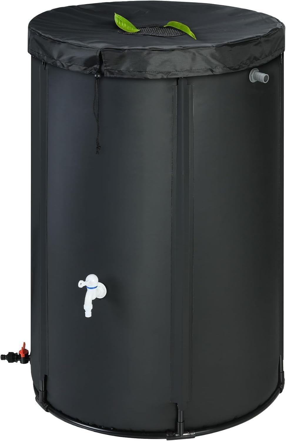 Black Collapsible Rain Barrel Durable 100 Gal Rain Catcher with Spigot and Overflow Kit