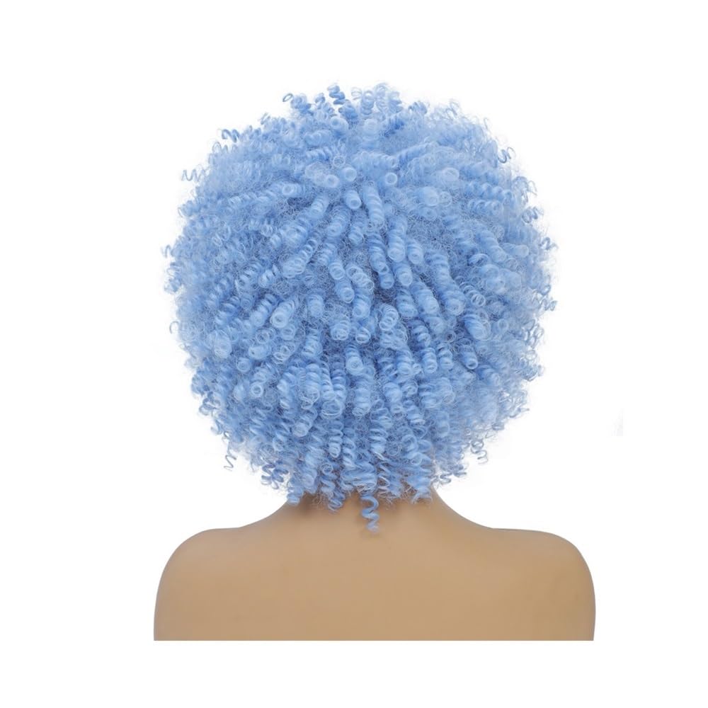 Hair Toppers für Frauen Kurze Haare Afro verworrene lockige Perücke mit Pony afrikanische synthetische Perücken for Frauen(Dark Brown)