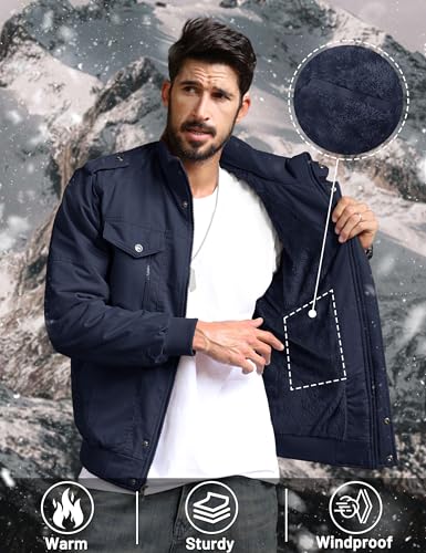 Image of TACVASEN Men's Lightweight Military Cotton Jacket Casual Windbreaker Coat | with zipper and hidden snap,stand collar,multi pockets,tactical m65 field cargo outerwear for winter & fall,utility windproof