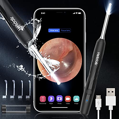 Helidallr Ear Wax Removal,1080p FHD Ear Cleaner Wireless Otoscope 6-axis WiFi Ear Wax Removal Tool 3.5mm Nose Wax Kit Cleaning 6 Led Lights Earwax Removal Kit Compatible iOS/Android for Adult/Kid/Pet